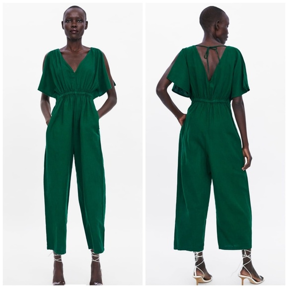 zara green jumpsuit
